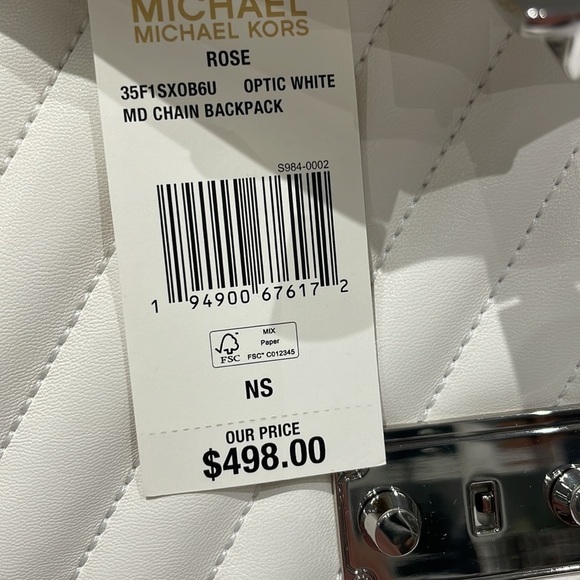 Michael Kors Quilted white backpack chain handle